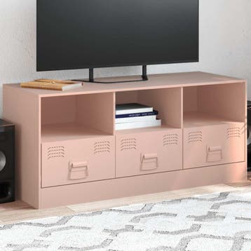 vidaXL Tv-meubel 99x39x44 cm staal roze, Verzenden
