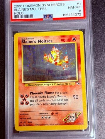Pokémon - 1 Graded card - Moltres - PSA 8 - WOTC - Graded, Hobby en Vrije tijd, Nieuw