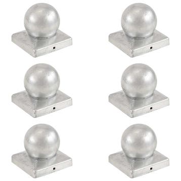 vidaXL Paalkappen 6 st bol 101x101 mm gegalvaniseerd metaal, Tuin en Terras, Tuinhekken en Hekwerk, Verzenden, Nieuw