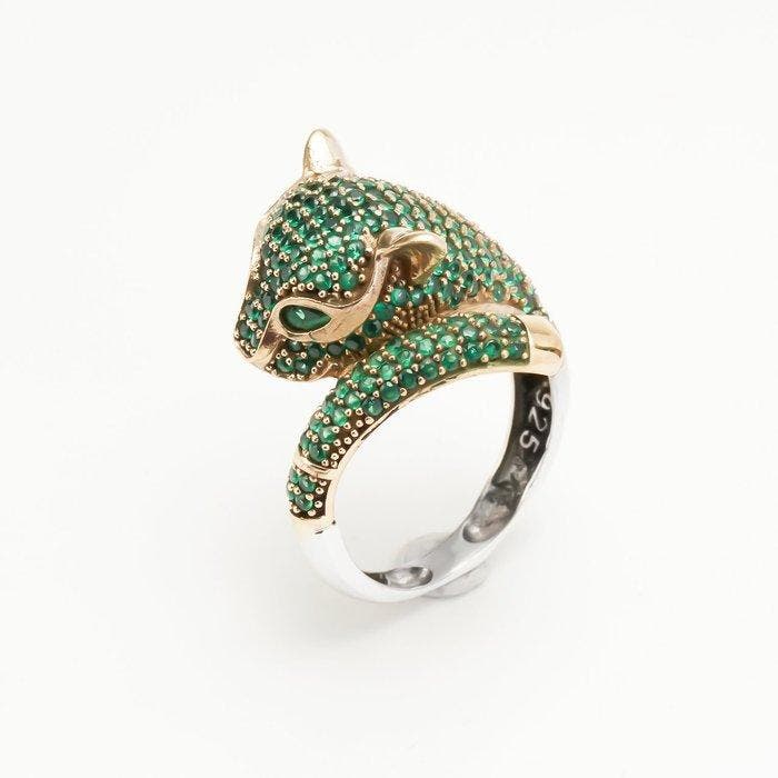 Zonder minimumprijs - Ring Zilver - Panthere Ring, Handtassen en Accessoires, Ringen