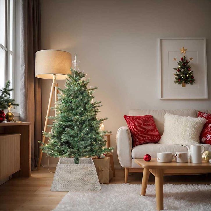 vidaXL Kerstboomkraag Wit 70 x 70 x 28 cm Waterhyacint, Divers, Noël, Envoi