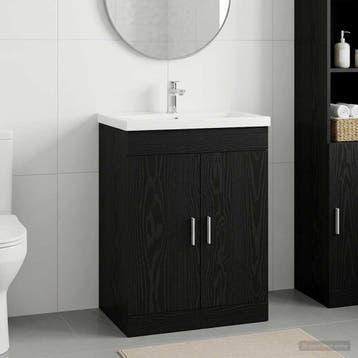 vidaXL Badkamer Onder Het Wastafel Kast Zwart eiken 56 x, Verzenden, Nieuw