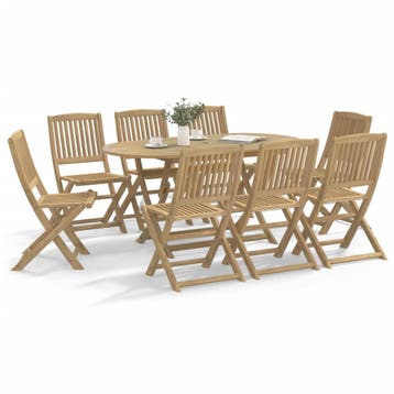 vidaXL 9-delige Tuinset massief acaciahout, Verzenden, Tuinset
