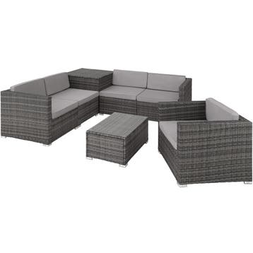 tectake Wicker zitgroep Pisa - grijs, Tuin en Terras, Verzenden, Nieuw