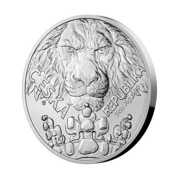 Niue. 10 Dollars 2023 5 oz $10 NZD Niue Silver Czech Lion, Postzegels en Munten, Edelmetalen en Baren