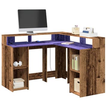 vidaXL Bureau met LED-verlichting 130x130x91 cm bewerkt hout, Verzenden