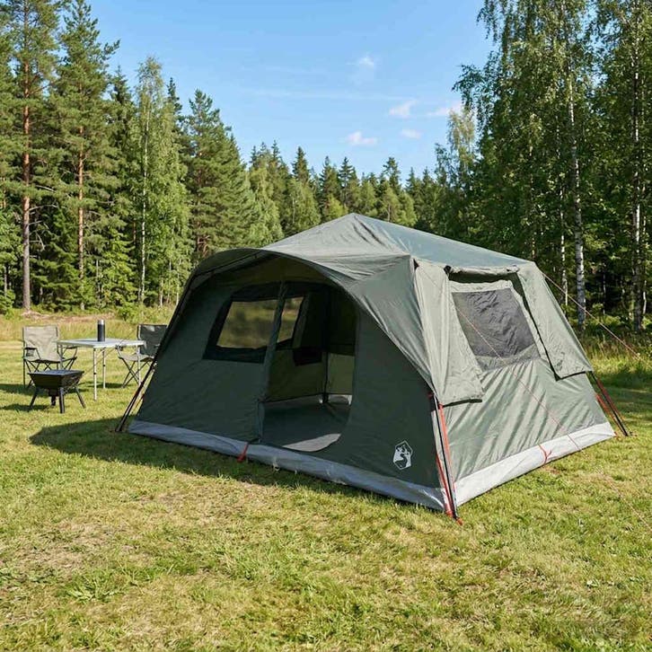 vidaXL Directe Tent Leger Groen 365 x 280 x 200 cm Polyester, Caravanes & Camping, Tentes, Envoi