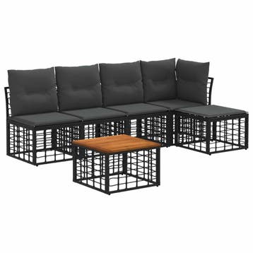 vidaXL Buiten bank set 6 pcs Zwart en Donker Grijs Polyester, Verzenden