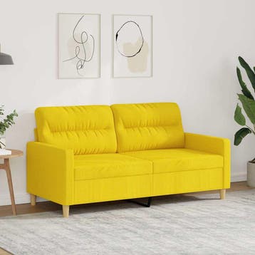 vidaXL Tweezitsbank / zetel 140 cm stof lichtgeel, Verzenden, Nieuw