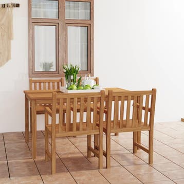 vidaXL 5-delige tuinset 150x90 cm massief teakhout, Verzenden, Nieuw, Tuinset