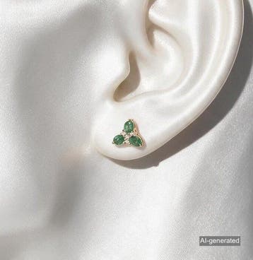 Oorbellen - 14 karaat Geel goud - 2.21ct. tw. Smaragd -