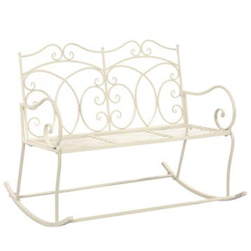 vidaXL Tuinbank 104 cm ijzer antiekwit, Tuin en Terras, Tuinsets en Loungesets, Verzenden, Nieuw
