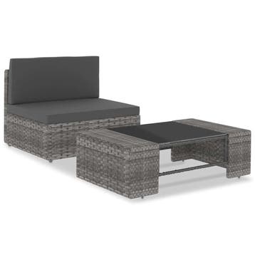vidaXL 2-delige Loungeset poly rattan grijs, Verzenden