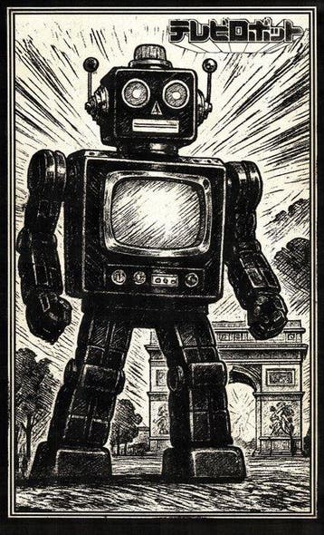 Æ (XX-XXI) - Japanese Tin Robots Triptych (X3) – Mixed Media, Antiek en Kunst