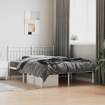 vidaXL Bedframe met hoofdbord metaal wit 140x200 cm, Verzenden