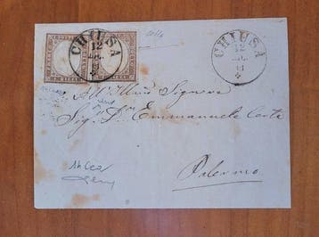 Anciens états italiens - Sardaigne 1861 - Lettre voyageant