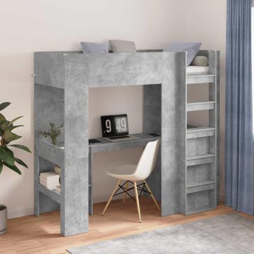 vidaXL Stapelbedframe met Bureau Beton Grijs 75 x 190 cm, Verzenden, Nieuw