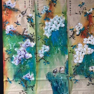 Four ink paintings of flowers and birds - Replica after -