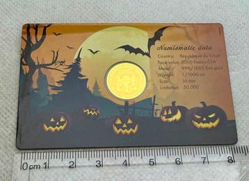 Tsjaad. 3000 Francs Happy Halloween , muy raro , oro 24