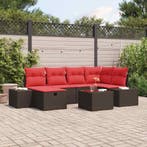 vidaXL Tuinbank Set met kussen 7 pcs Bruin poly rattan, Verzenden