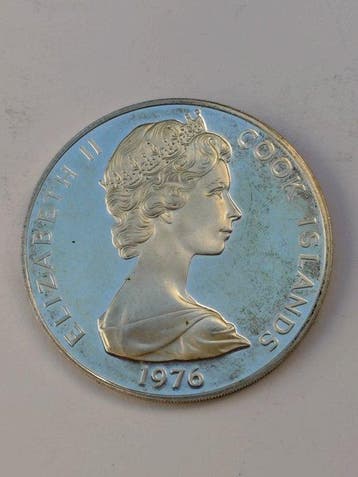 Îles Cook. Elizabeth II. 5 Dollars 1976 (Sans prix de