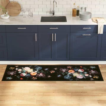 vidaXL Keuken Tapijt Zwart 180 x 60 cm Fluweel, Tuin en Terras, Deurmatten, Verzenden, Nieuw