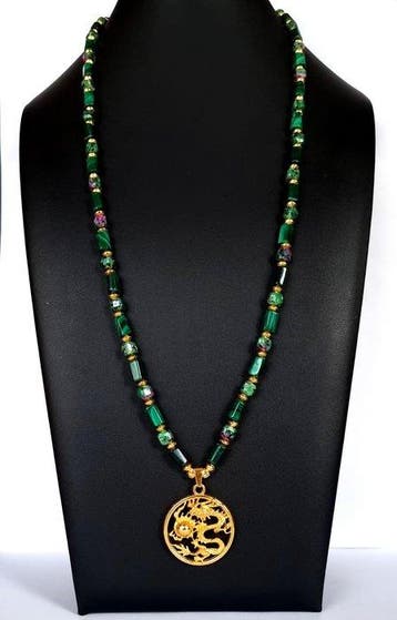Malachite & Rubis-Zoïsite – Collier - Dragon Céleste - La