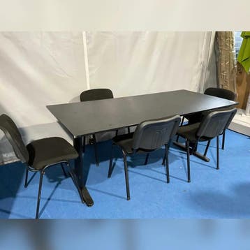 Kantoor kantine vergader tafel 204x90cm + 5 stoelen, Ophalen of Verzenden, Nieuw in verpakking