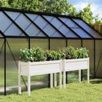 vidaXL Plantenbakken met poten 2 st massief grenenhout wit, Tuin en Terras, Bloempotten, Verzenden, Nieuw