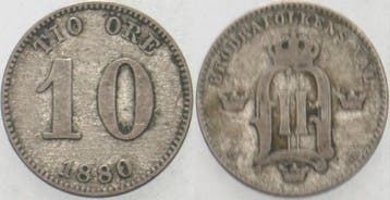 10 Öre 1880 Schweden Oskar Ii 1872-1907, Verzenden