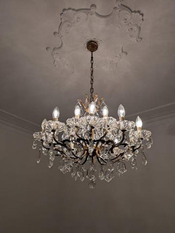 Kroonluchter - Kristal - Gigante 15 lampen, Antiek en Kunst