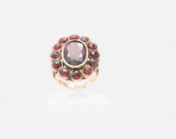Ring - 9 kt. Roségoud Granaat, Nieuw