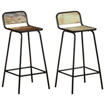 vidaXL Barstoelen 2 st massief gerecycled hout, Verzenden, Nieuw