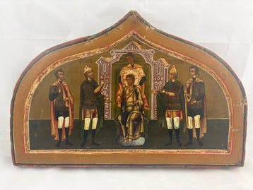 Icoon - Zeldzame icoon van de Kroning met doornen - Hout