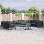 vidaXL Tuinbank Set met kussen 10 pcs Zwart Staal, Verzenden