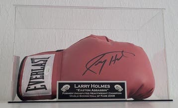 Larry Holmes - Bokshandschoenen, Handtekening ingelijst met, Nieuw