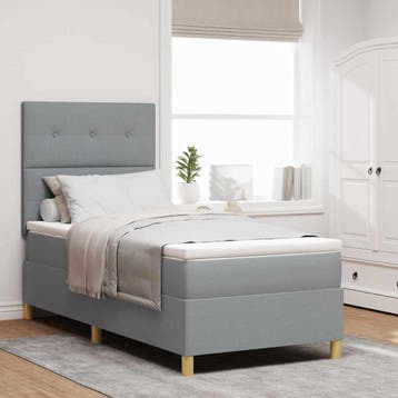 vidaXL LED Box Spring Bed met hoofdeinde Lichtgrijs 100 x, Verzenden, Nieuw