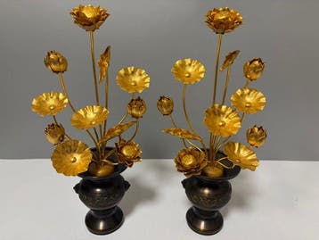 (Groot/11 bloemen/bladeren) Een paar Jyôka  (vergulde