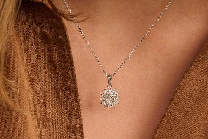 Halsketting - 14 karaat Witgoud - 2.03ct. tw. Diamant, Bijoux, Sacs & Beauté, Colliers