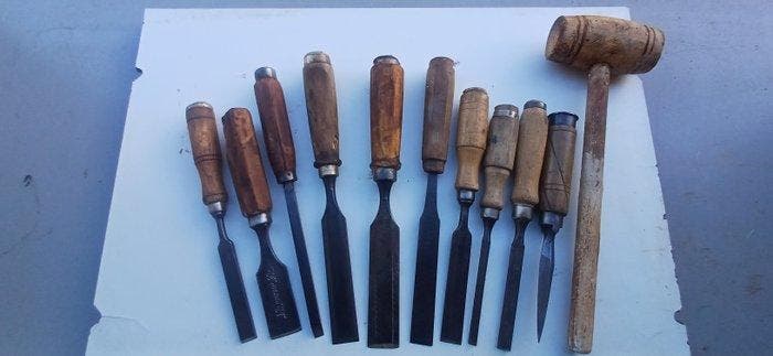 11 Ciseaux a bois de menuisier ébéniste,charpentier plus une, Antiek en Kunst, Antiek | Speelgoed