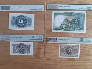 Spanje. - 4 slabbed banknotes - 1931/1938 (Zonder
