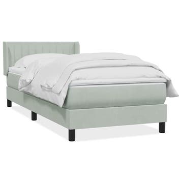 vidaXL Boxspring met matras fluweel lichtgrijs 90x220 cm, Huis en Inrichting, Slaapkamer | Bedden, Verzenden, Nieuw