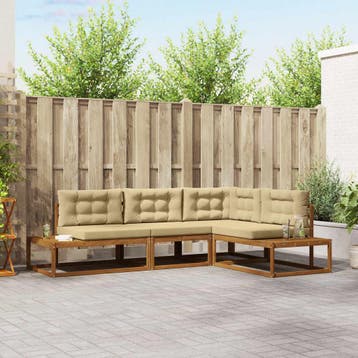 vidaXL Buiten bank set Natuurlijk en Beige, Verzenden