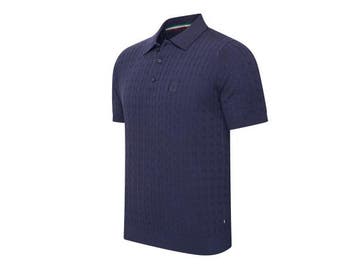 Veiling - Cappuccino Italia Caorle Cable Knit Polo Navy - L, Vêtements | Hommes, T-shirts