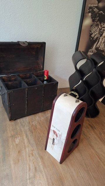 Wijnrek (3) - Hout, Metaal - Wijnrek/Wijnkoffers