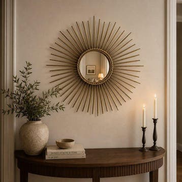 Chaty Vallauris - Wandspiegel- Spiegel zon heks - Messing -, Maison & Meubles