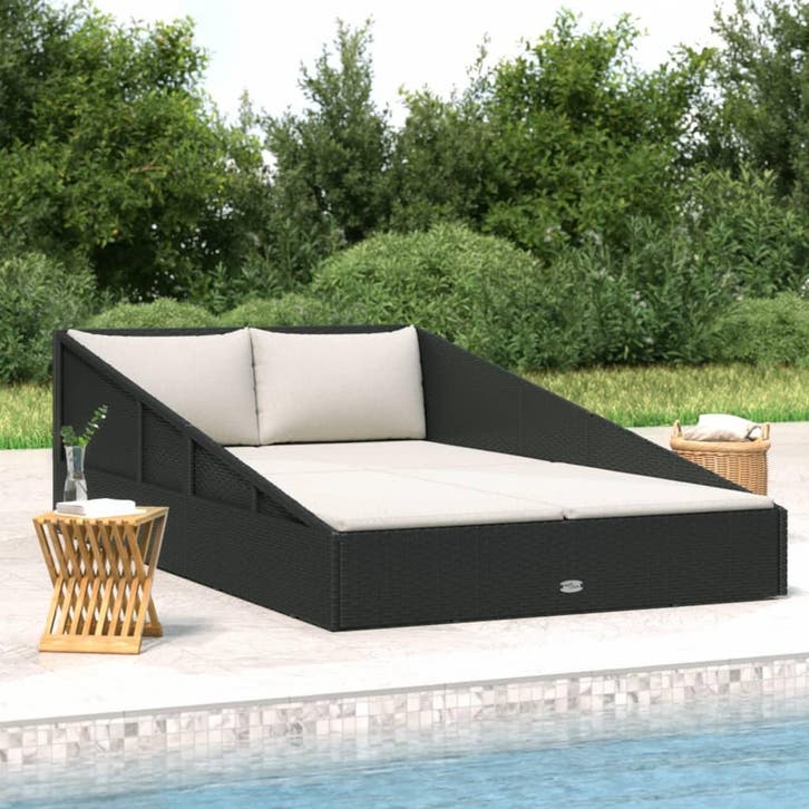 vidaXL Tuinbed 110x200 cm poly rattan grijs, Jardin & Terrasse, Chaises longues, Envoi