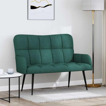 vidaXL 2-Zits Sofa Donkergroen 115 x 61 x 87 cm Stof, Verzenden, Nieuw