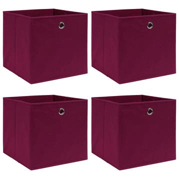 vidaXL Opbergboxen 4 st 32x32x32 cm stof donkerrood, Verzenden, Nieuw