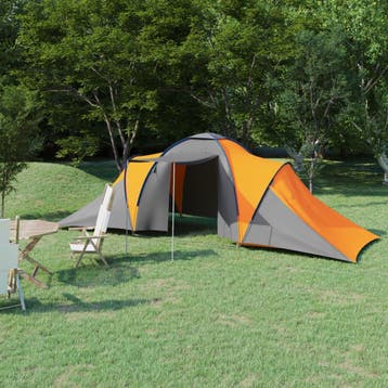 vidaXL Tent 6-persoons grijs en oranje, Verzenden, Nieuw